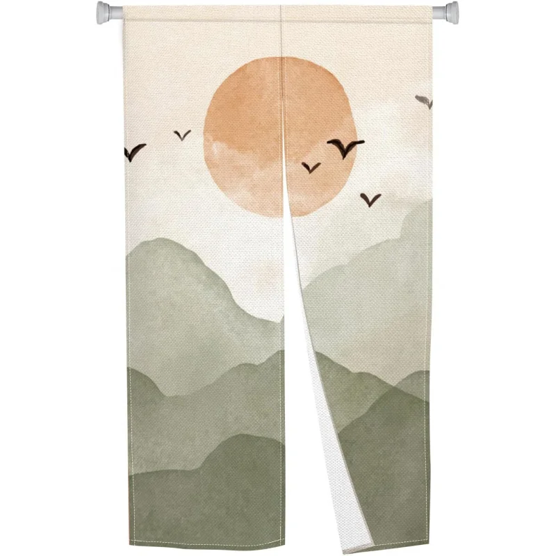 VIKAMA Traditional Japanese Noren Curtain Sun Print Fabric Doorway Drape Room Partition Divider for Kitchen Dining Room Home