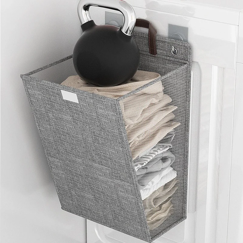 Hanging Laundry Basket Large-Opening Portable Laundry Basket Hanging Dirty Laundry Basket With Cover & Handle