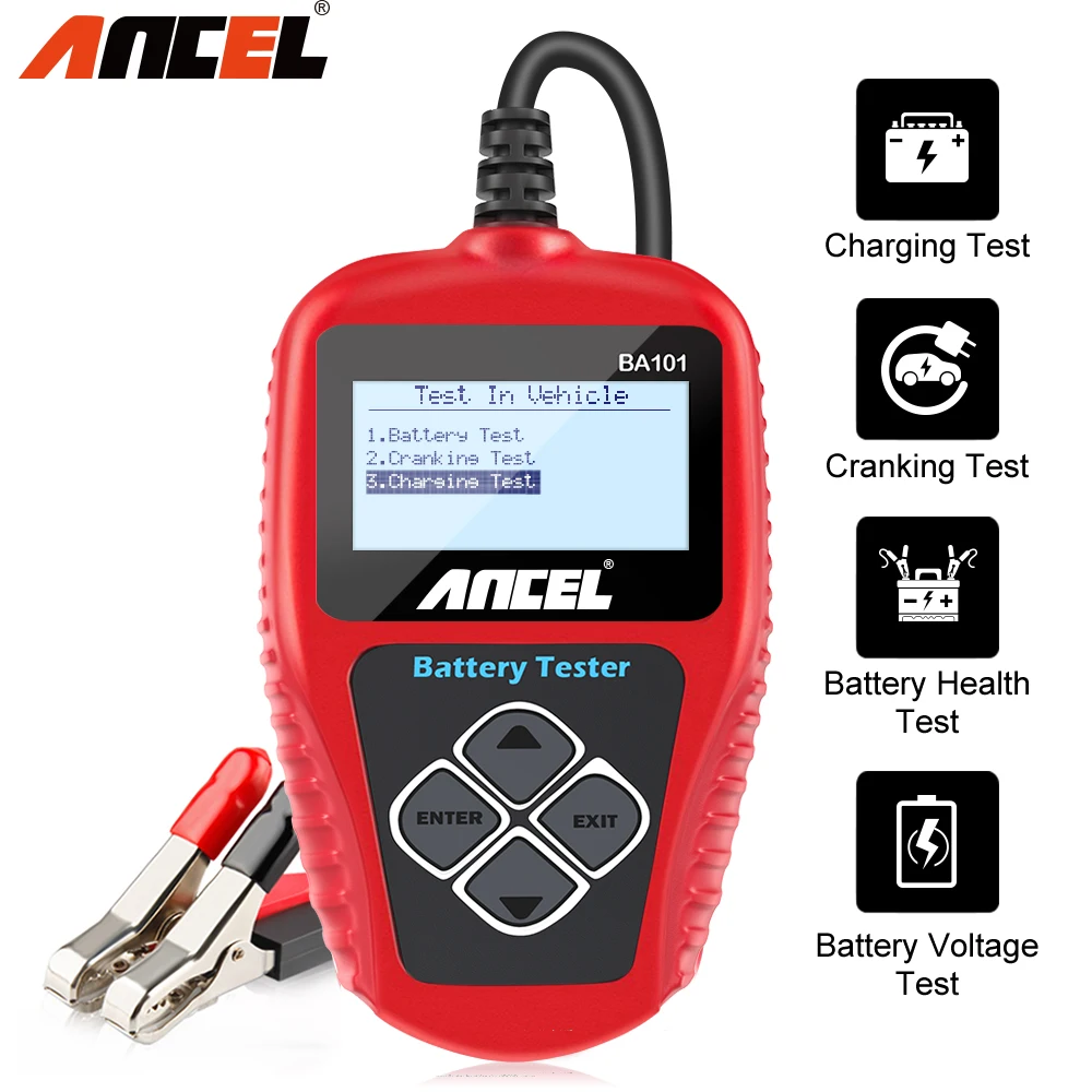 

12V Car Battery Tester Analyzer Automotive Battery Load Tester 100-2000CCA Charging Circuit load Diagnostic Tools ANCEL BA101