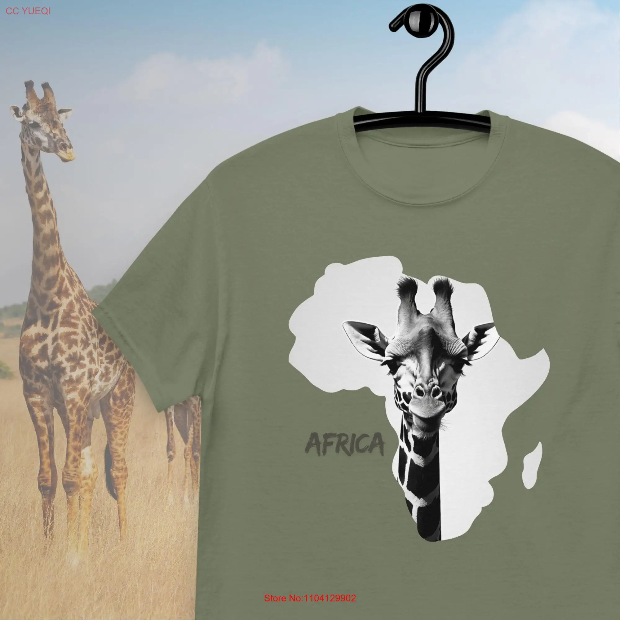 Africa Map Giraffe t shirt celebrate the beauty and wildlife of African safari vibes part our range classic tee