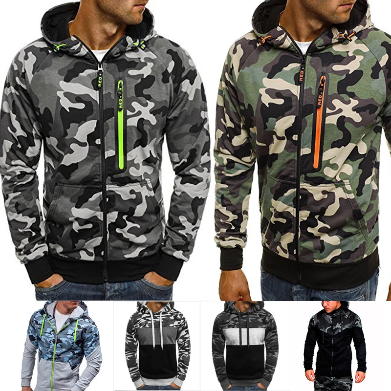 

Punk Clothes Fashion Army Green Men Military Camouflage Hoodies Hooded Sweatshirts Male Camo Hoody Hip Hop Streetwear Brand Top