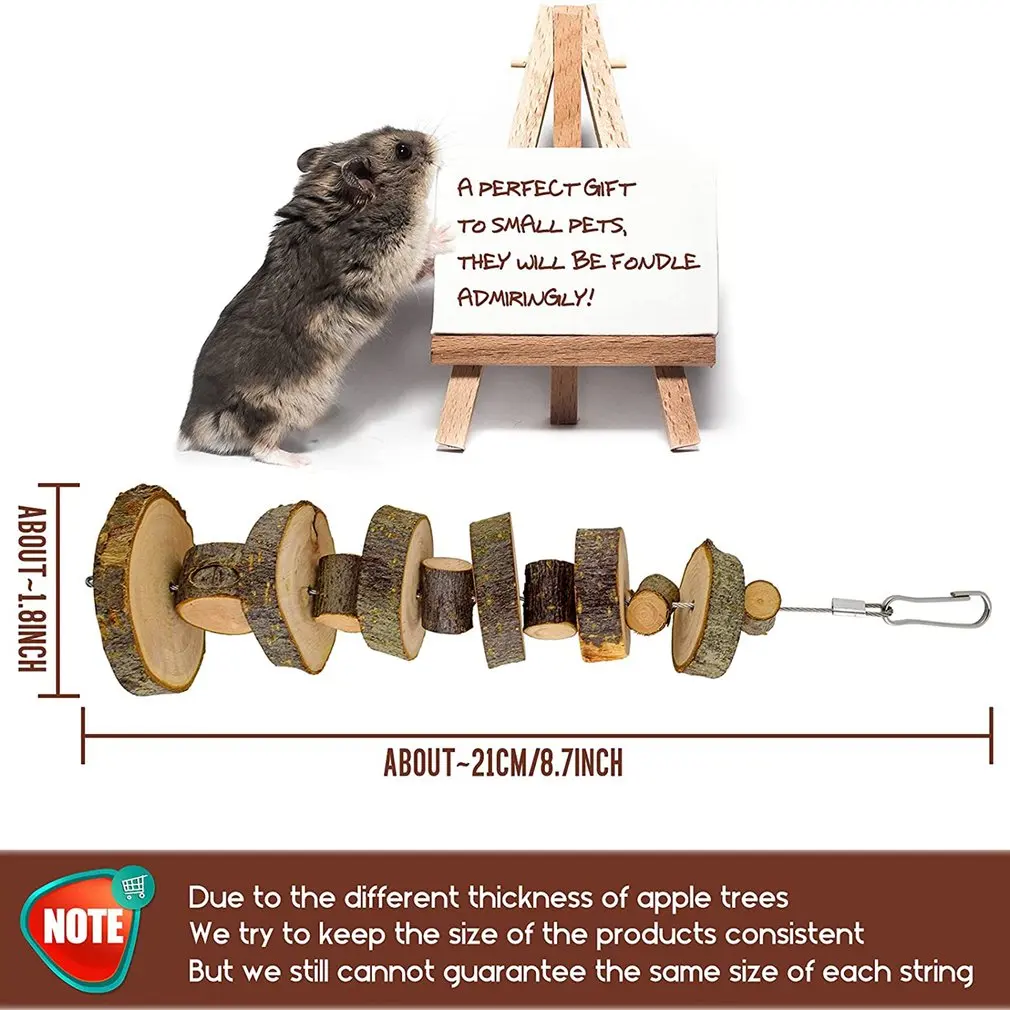 1 pc stile casuale Pet masticare giocattolo legno di mela spiedini molari giocattoli da masticare per piccoli animali criceto coniglio uccello cavie cincillà