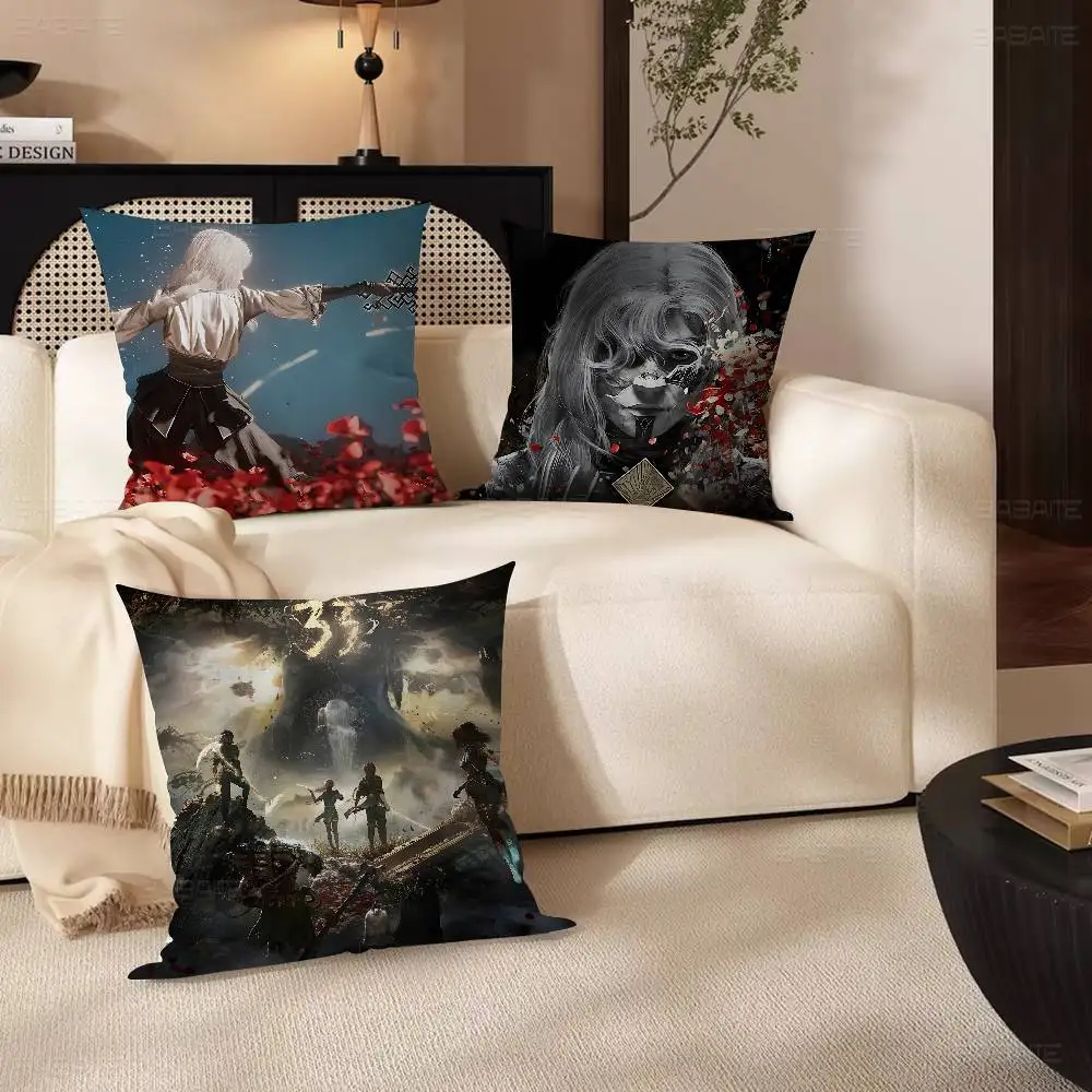 Game C-Clair O-Obscur E-Expedition 33 Office Cushion Pillowcase Car Cushion Cover45X45CM Lumbar Pillowcase Sofa Pillowcover