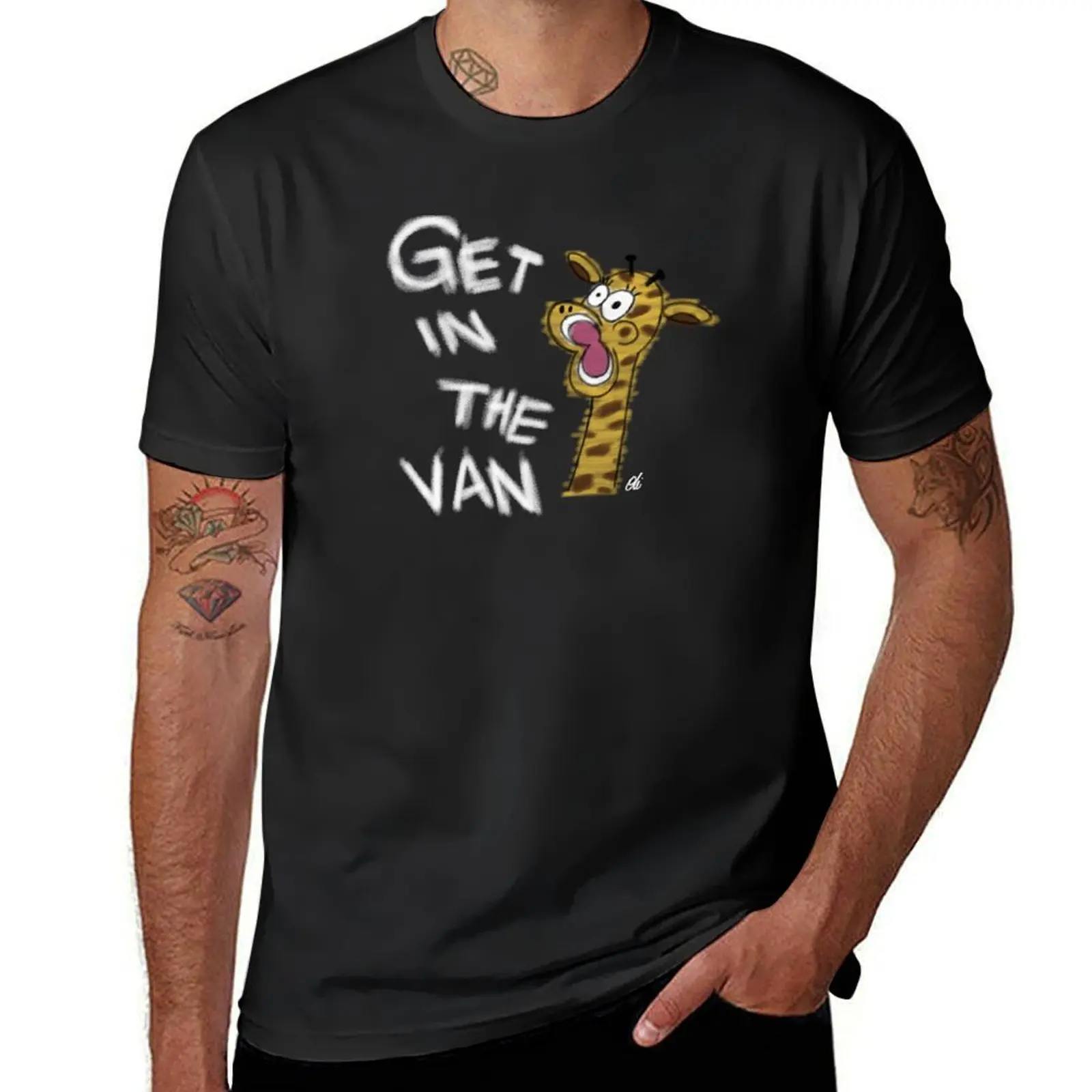 Harold - get in the van white text T-Shirt korean fashion customs design your own mens graphic t-shirts hip hop