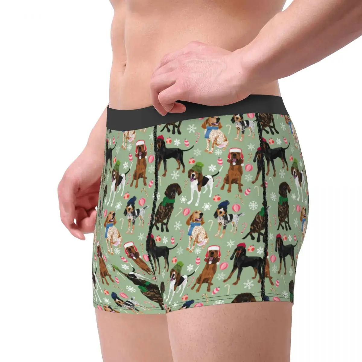 Men Coonhounds Green Dog Boxer Briefs Shorts Panties Mid Waist Underwear Animal Male Sexy S-XXL Underpants