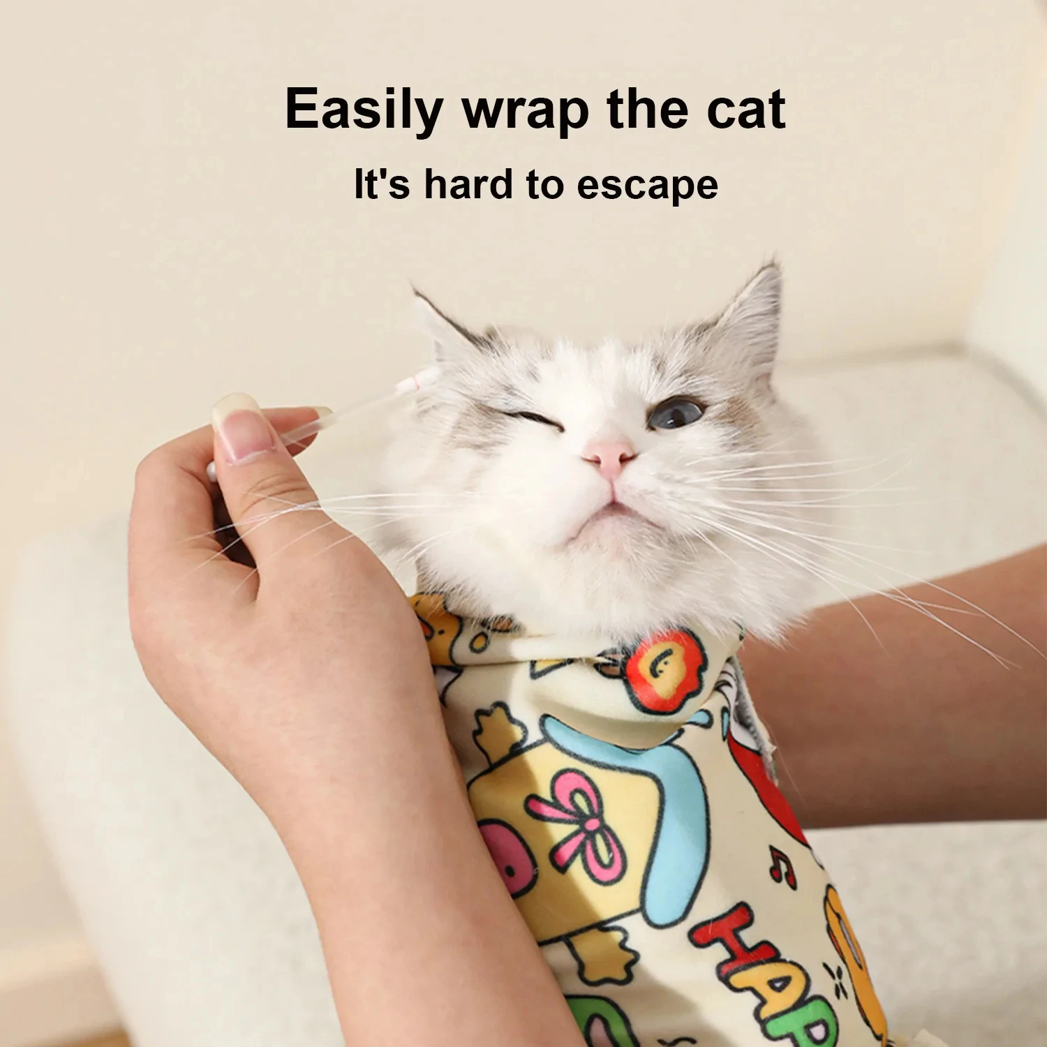 Envoltura cálida para gatos, manta autoadhesiva para gatos, envoltura para Burrito, antimordeduras, antiarañazos, antiescape para medicina, herramienta para cortar uñas para mascotas