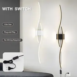 Innen schwarz weiß LED Wand leuchten Leuchten mit Stecker für Nacht Schlafzimmer kreativ