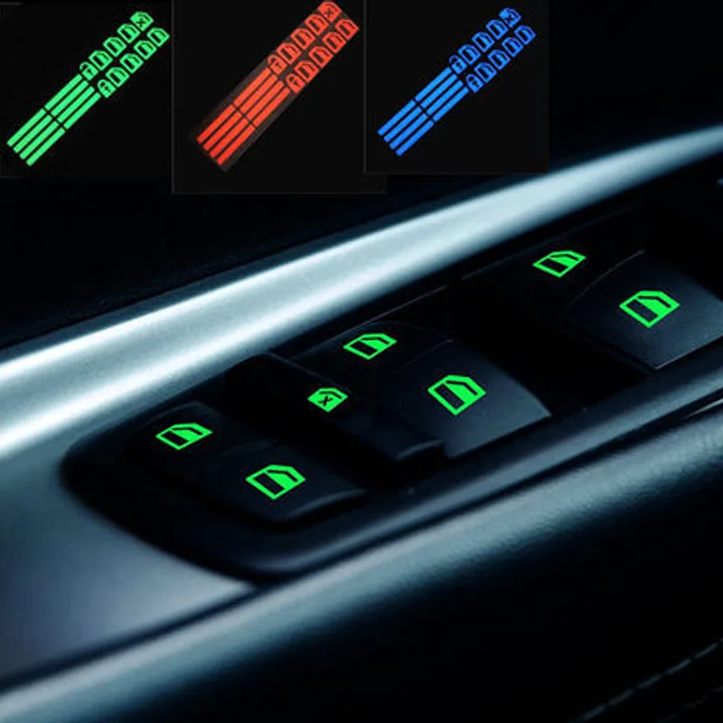 Car Window Control Panel Button Illuminated Sticker Fluorescent Stickers Car Interior Sticker