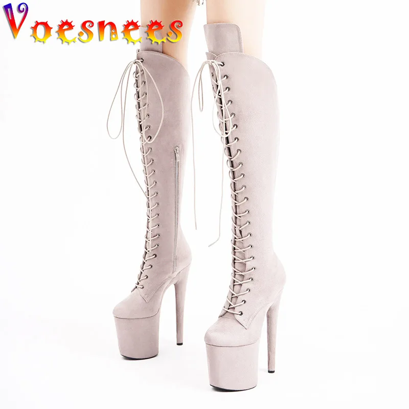 Nightclub Women High Tube Boots Fashion Ladies Over-the-Knee High Heels 20CM Spring And Autumn Suede Platform Pole Dancing Shoes