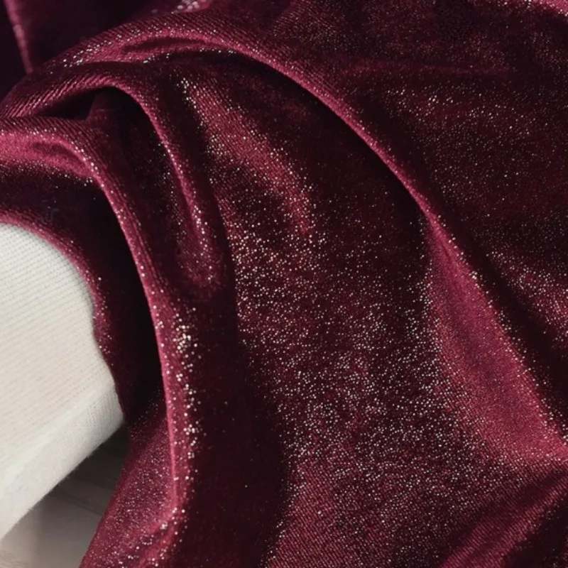 Gewebter goldener Samt kleidungs stoff glänzend für Meter zum Nähen Kleid Leistung tragen Designer Stoff pro Meter Wein rot blau weiß