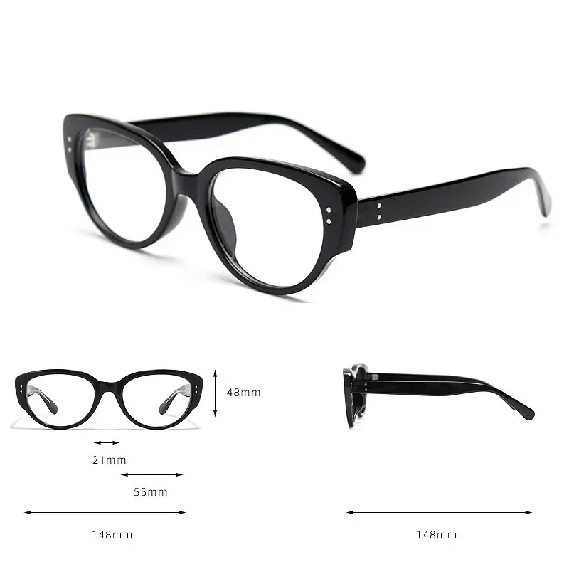 2024 occhiali semplici da donna finiti moda occhiali ottici Cat Eye trasparenti occhiali Unisex meno occhiali Anti luce blu