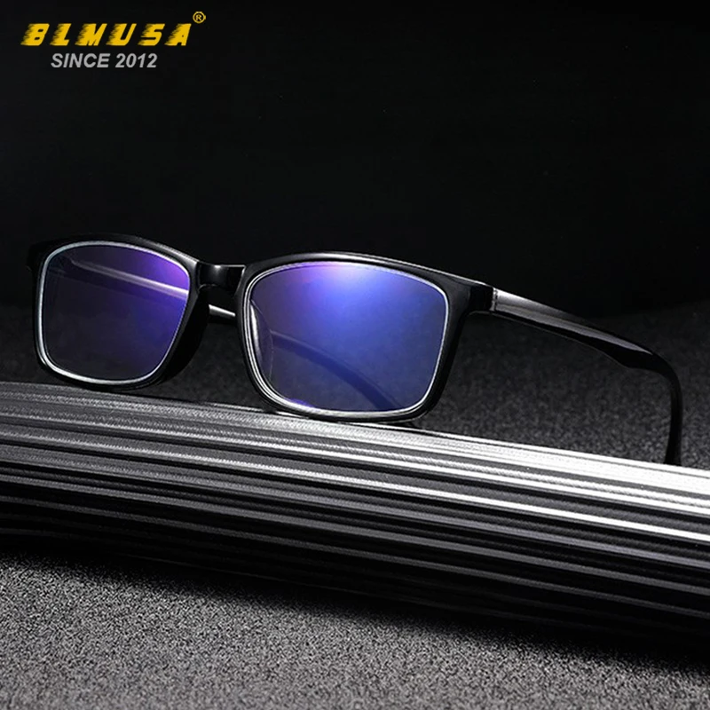 BLMUSA TR90 Anti Blue Light Reading Glasses Men Vintage Classic Frame  Square Reading Glasses For Elderly Comfortable Leesbril