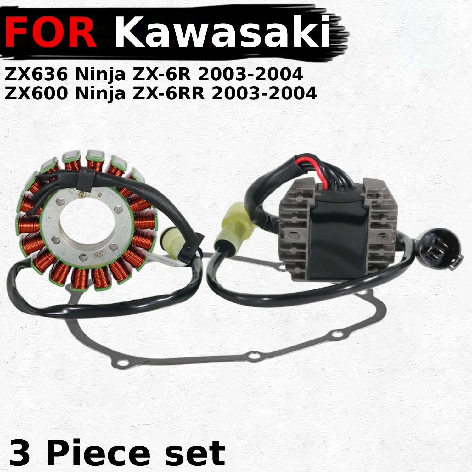 

Fits for Kawasaki ZX636 Ninja ZX-6R / ZX600 Ninja ZX-6RR 2003-2004 Years Regulator Magneto Stator Coil Gasket Kit OEM:21003-0001