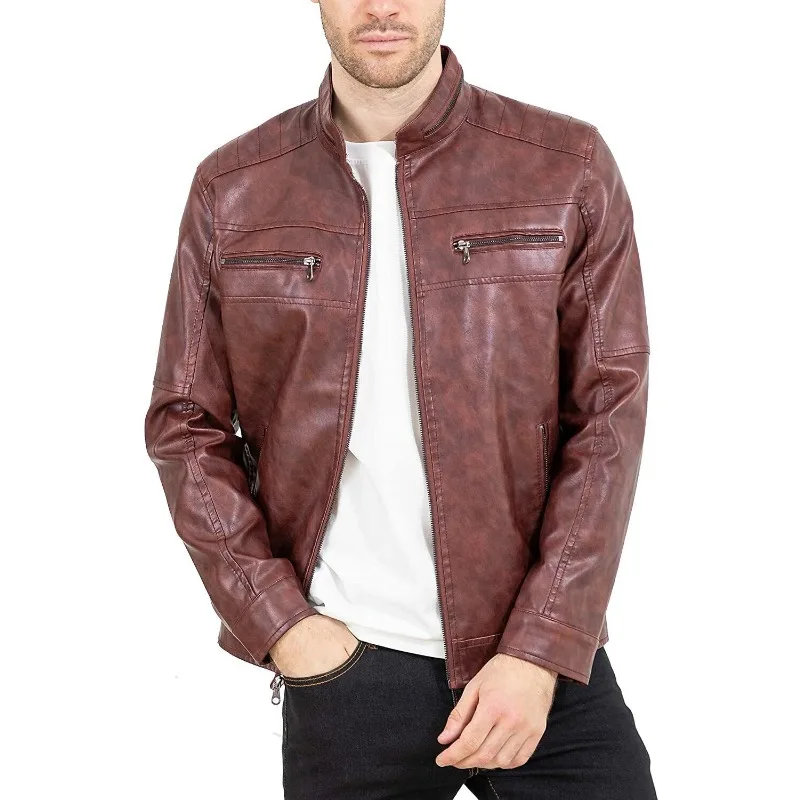 

Men's Fashion Outwear 100% Authentic Lambskin Leather Jacket Biker Designer Coat