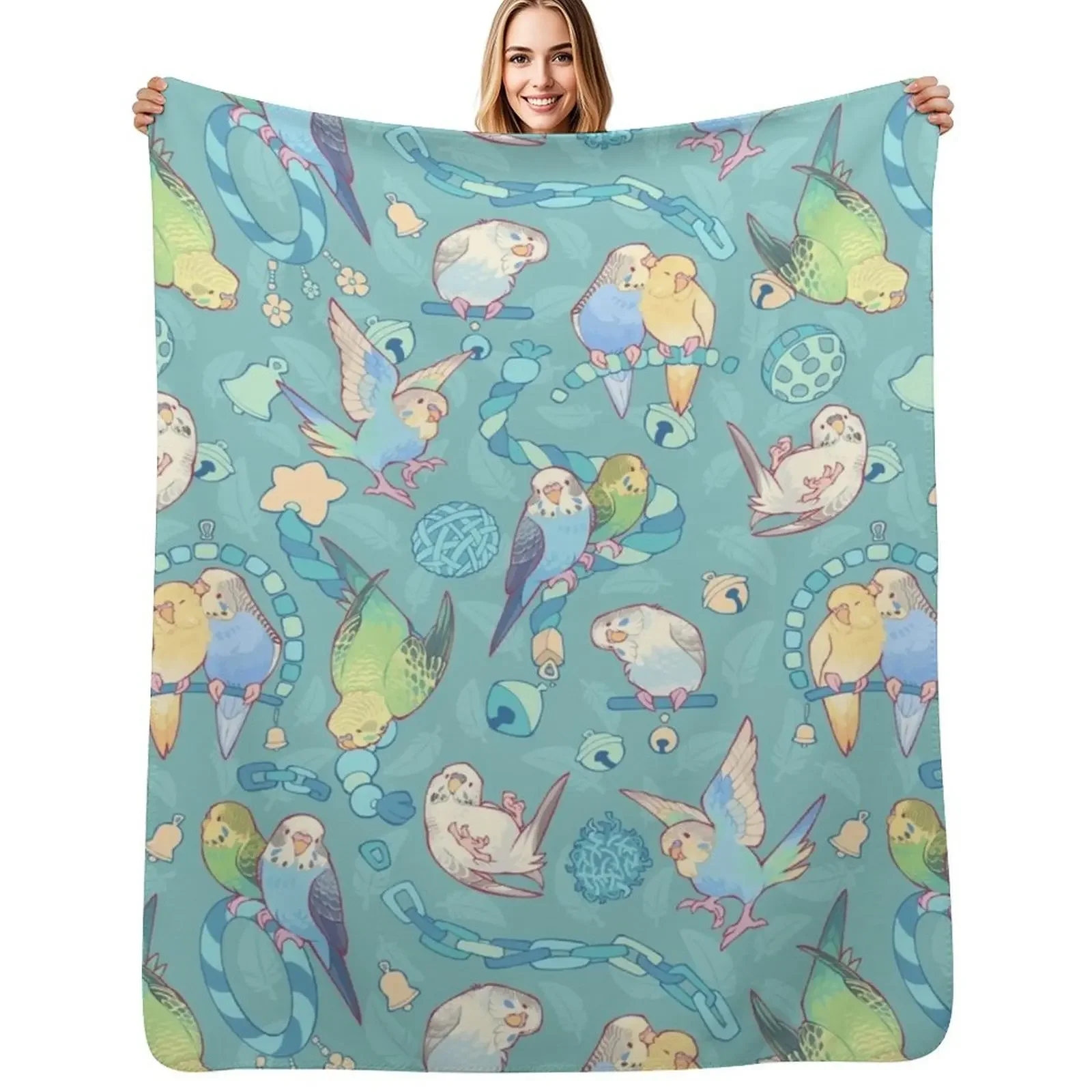 Manta con sabor a helado de chicle Budgie bunch, manta bonita a cuadros de felpa suave para sofá, manta para bebé