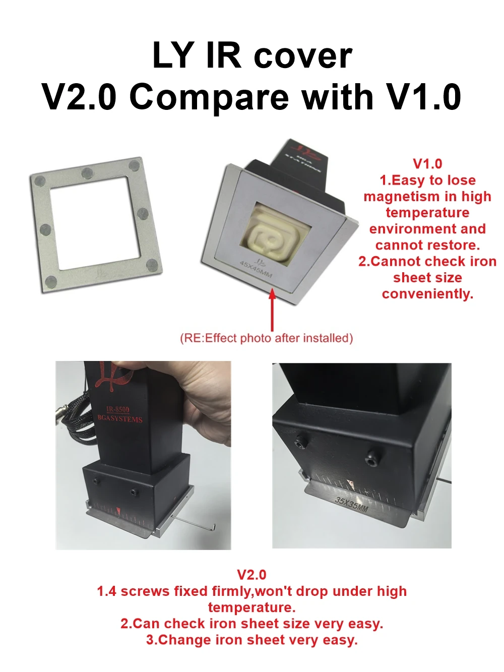 LY Infrared Light-Blocking Plate Set Universal Infrared Rework Station Upper Heater Reflectors, LY IR BGA Mate Reflector Cover