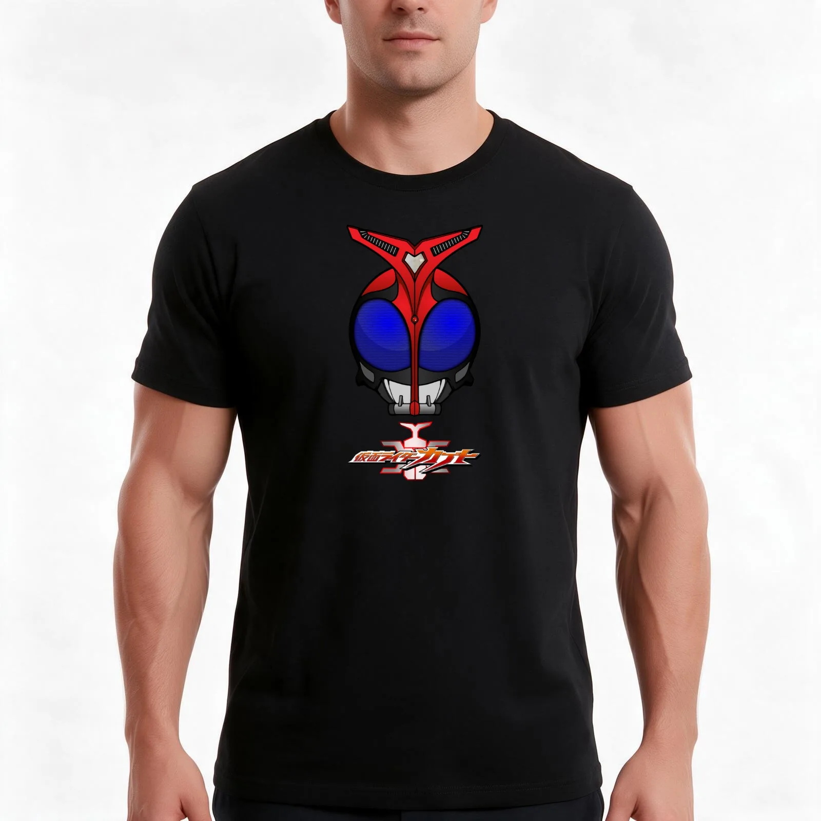 Kamen Rider Kabuto T-Shirt, Summer Casual Cotton Tee, Oversized Streetwear Tops, Vintage Graphic Print, Loose Fit Short Sleeve