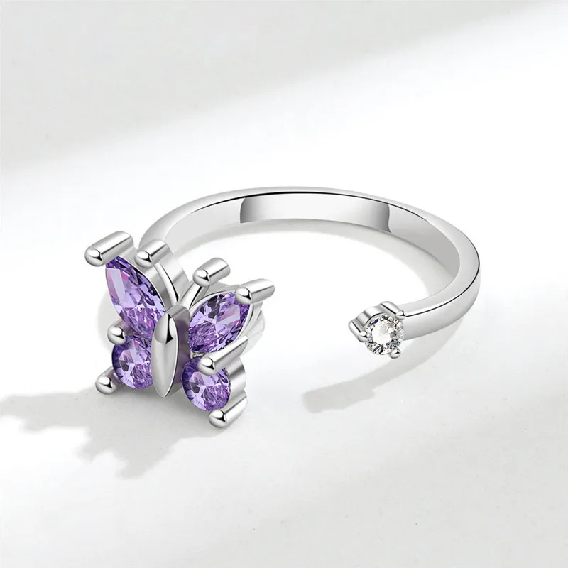 Luxuriöser Schmetterlings-Sonnenblumen-Fidget-Spinner-Ring gegen Angstzustände für Frauen, Kristallblumen-Angst-Fingerringe, Anti-Stress-Hochzeitsschmuck – Detail 12