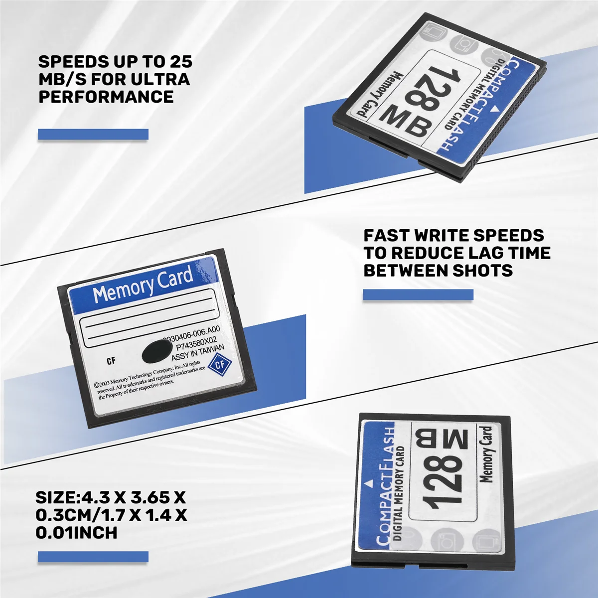 Cartão de memória flash compacto de 128 MB para câmera, máquina de publicidade, cartão de computador industrial