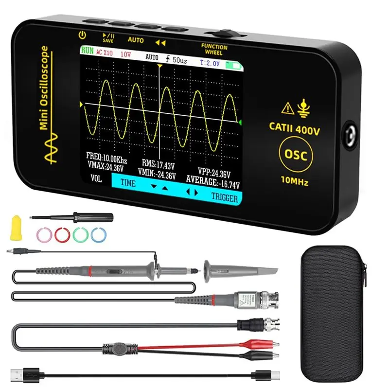 RABIT AS59~ Handheld Oscilloscope 3.2'' TFT Display 10Mhz Bandwidth Automotive Oscilloscope 48Msa/S Sampling Rate Trigger Functi