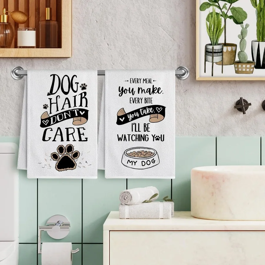 مجموعة مناشف مطبخ الكلاب مكونة من 4 هدايا أمي الكلب لـ n مضحك لطيف طبق الانتقال لمنزل جديد الشاي مناشف اليد لهدايا الانتقال لمنزل جديد المطبخ ديسمبر