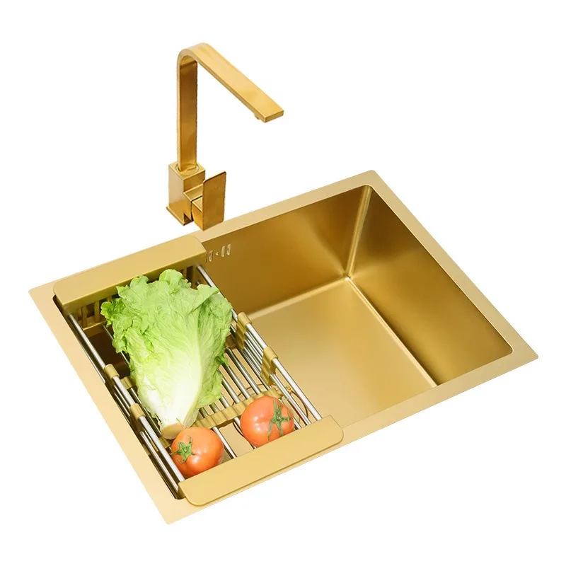 Nano local tyrant gold stainless steel handmade bar sink small single slot mini kitchen vegetable basin under counter sink large