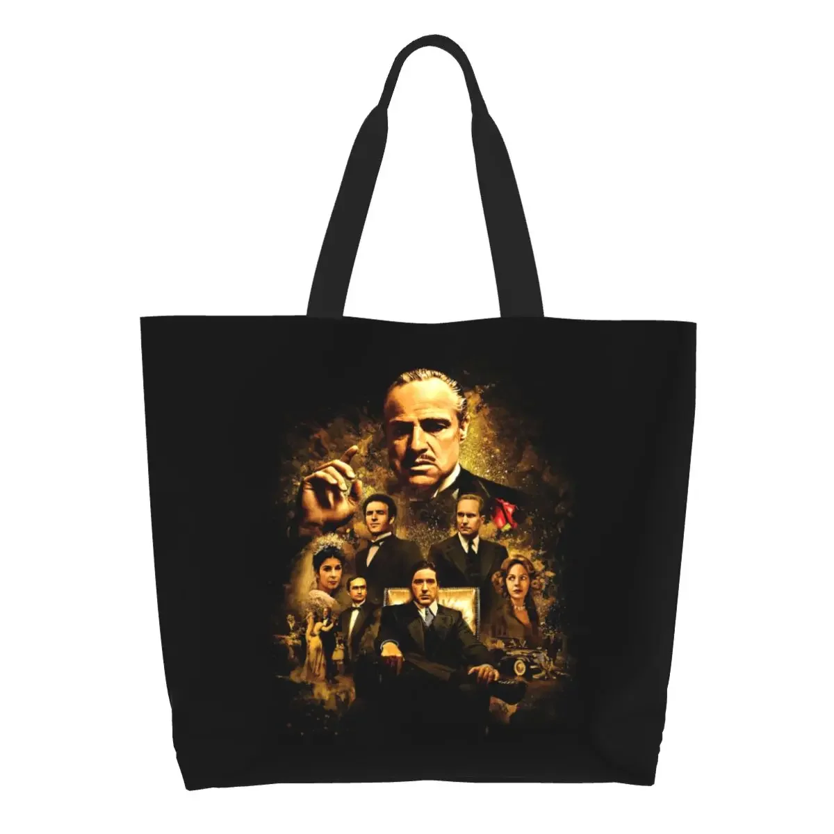 

Recycling The Godfather Shopping Bag Women Canvas Shoulder Tote Bag Portable Gangster Movie Grocery Shopper Bags