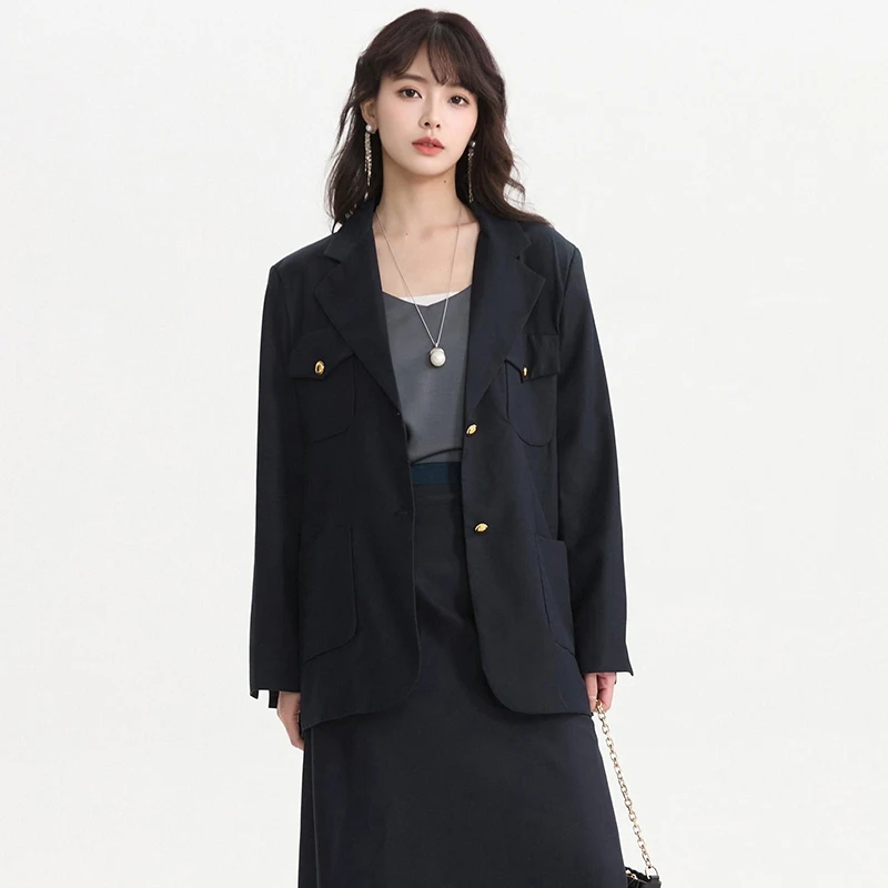 ビジネス通勤用長袖ミディジャケット-レディース-春-2026-9mei-hg0k009-スタンダードフィット-アウター-エレガント-テーラードコート