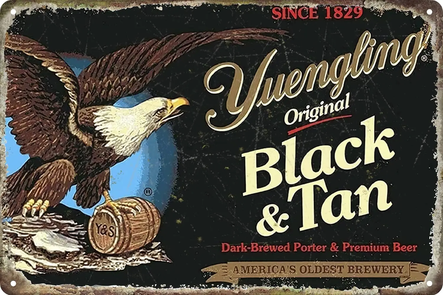 Vintage Yuenglings Tin Metal Sign Plate Wall Art Decor  (Black)-aluminum