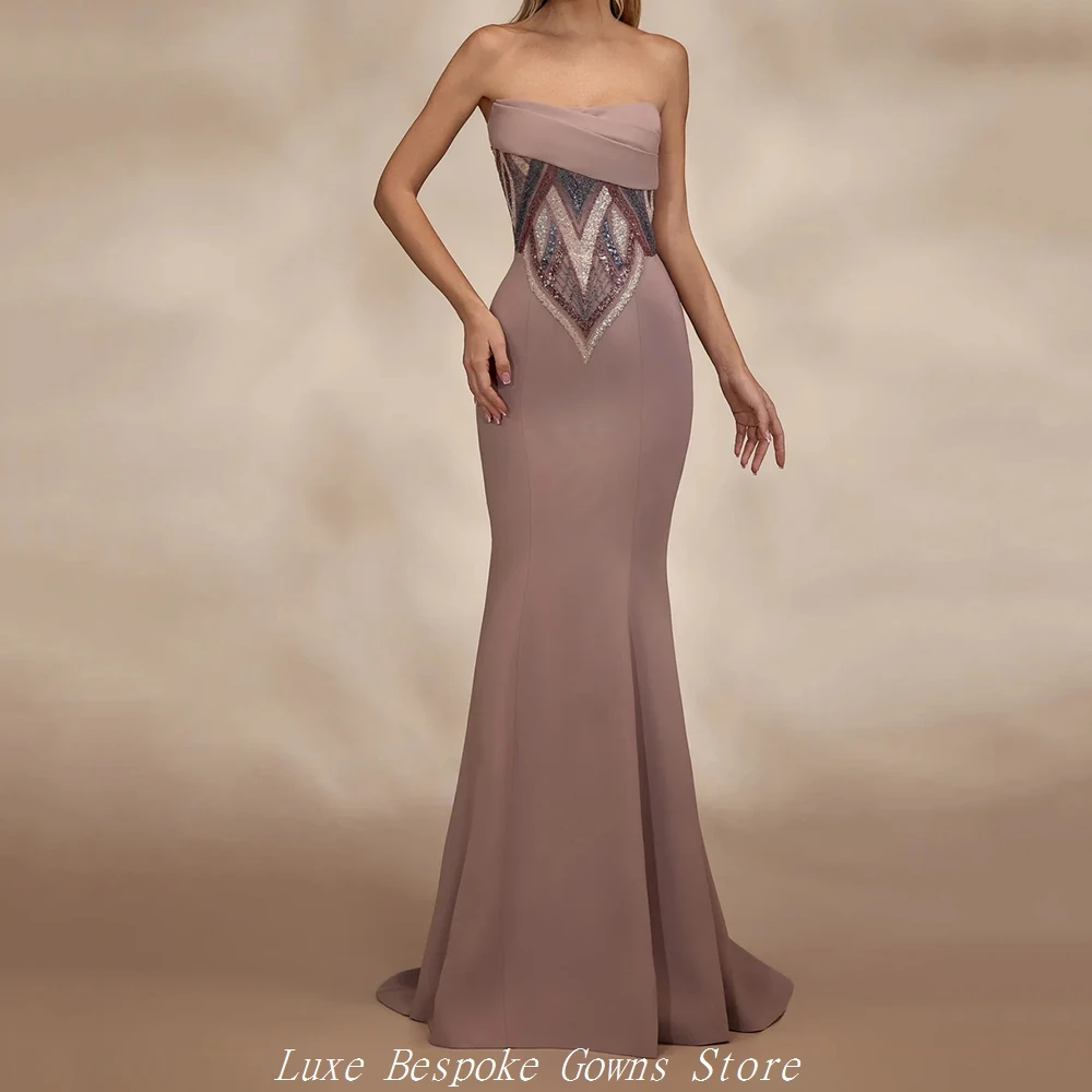 

Женские вечерние платья-русалки в пол без бретелек и рукавов, модные, расшитые пайетками, драпированные, на заказ