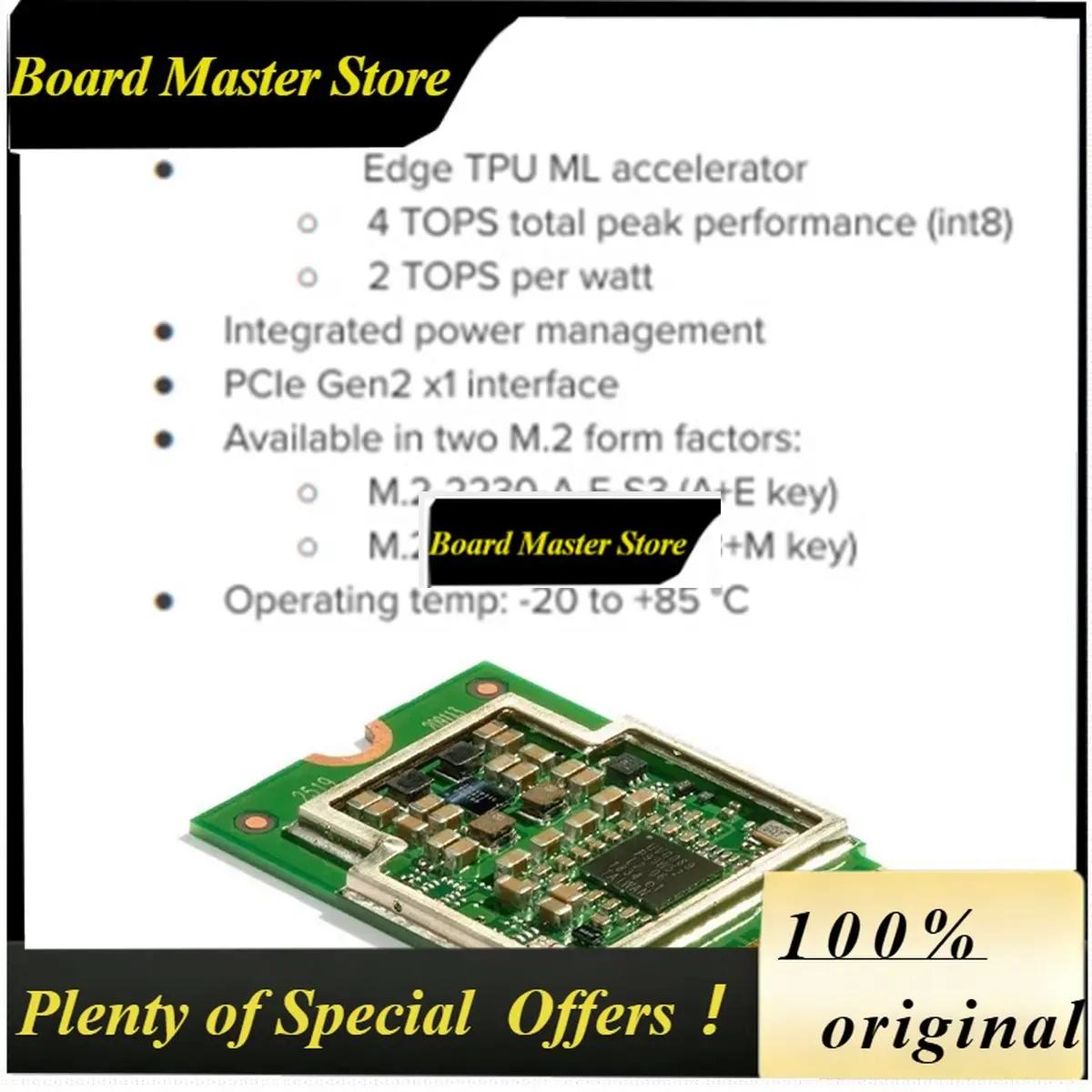 BoMaS1pc M.2 Accelerator For High-Speed ML Inferencing And AI Vision, G650-04527-01 Accelerator Card Green TPU M.2 A+E