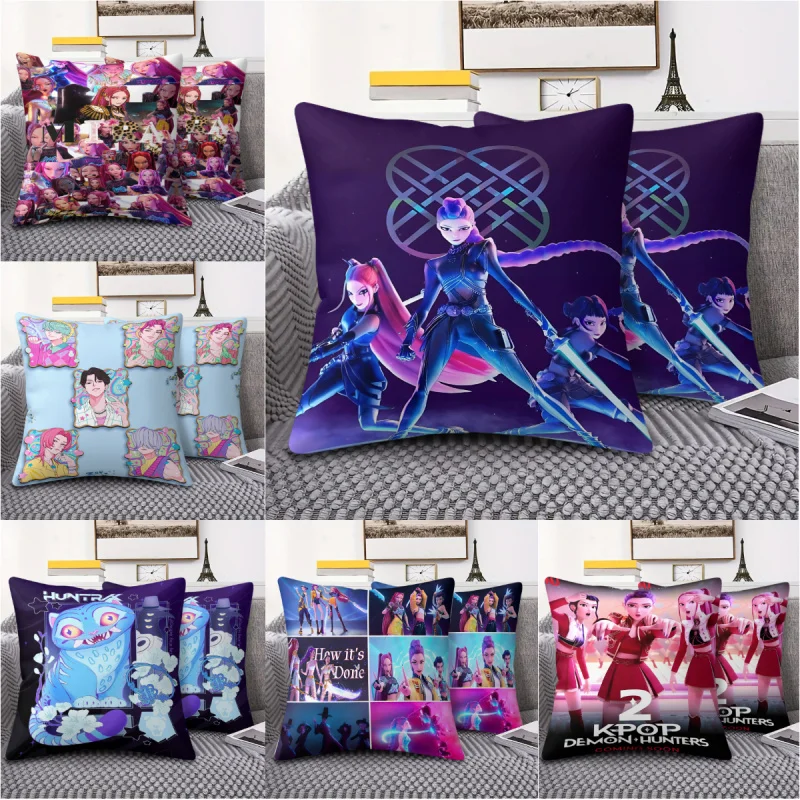 

1Pc K-Pop Demon Hunters Home Decorative Pillow, Hot Anime Throw Pillow for Couch Sofa Bed Living Room Accent Pillow, Home Gifts