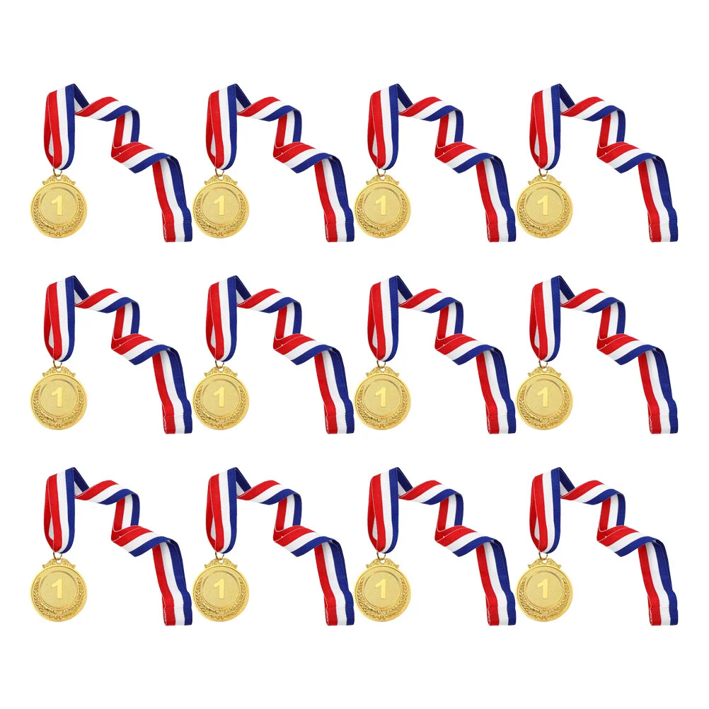 10 Pcs Gold Sliver Bronze The Medal Number Medals Ribbon for Award Kids Football Soccer