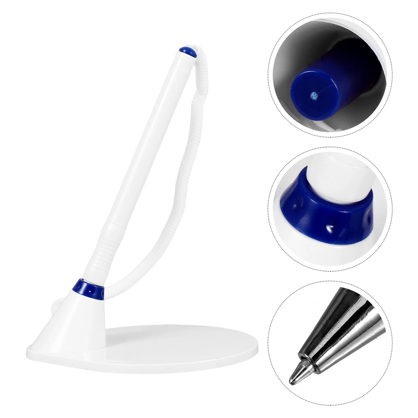 Counter Pen for School Secure Desk Desktop Gel Ink Holder with Cord Office Home Plastic