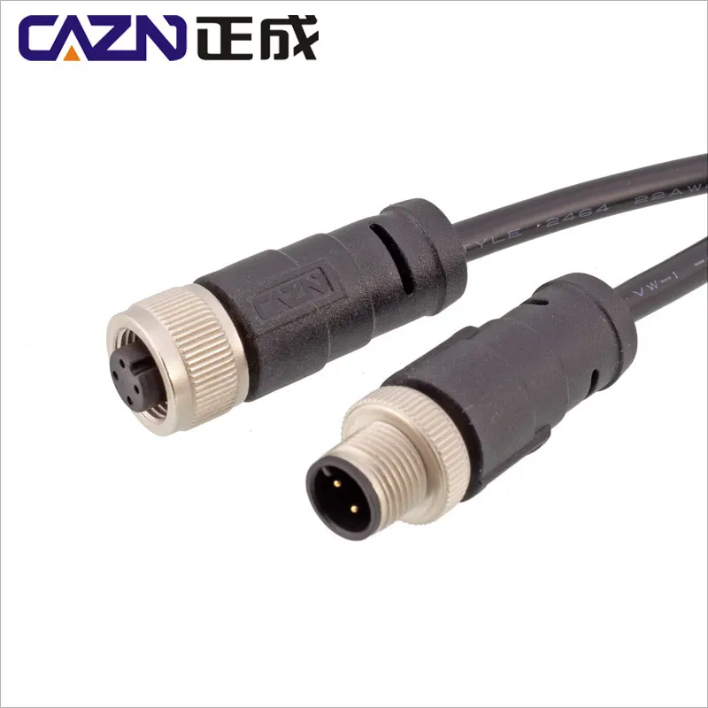 

CAZN M12 Straight Angle Female Male Overmolded Plug With Damping 2 3 4 5 6 8 12 17 Pin With PUR/PVC 1 meter Un-shield Connector