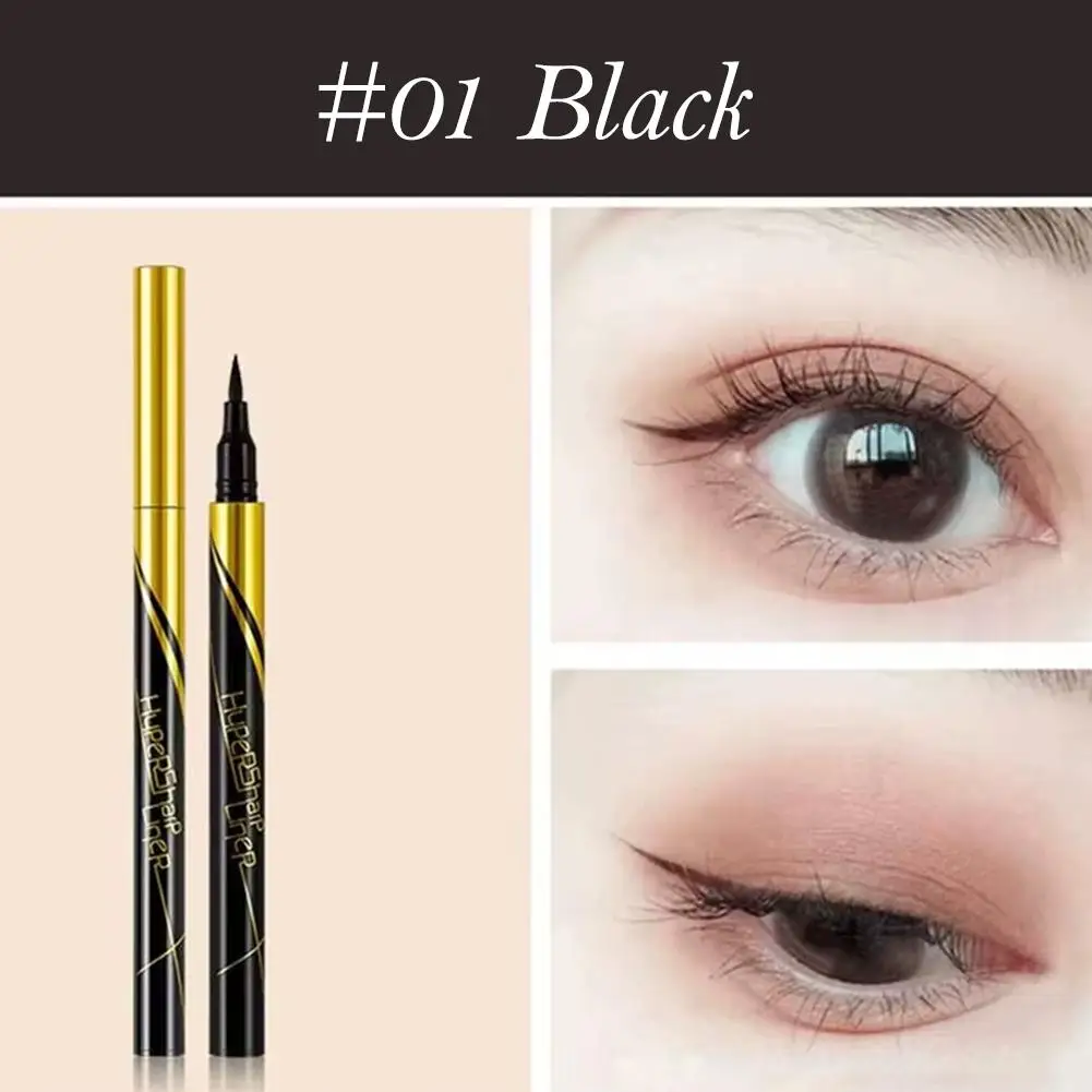 Schwarzer flüssiger Eyeliner-Stift, Make-up, langlebiger Eyeliner-Stift für Frauen, schnell trocknend, goldenes Aussehen, glänzender Eyeliner T3M4
