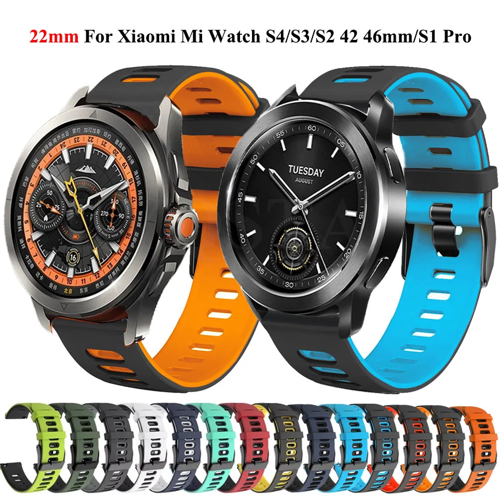 Pasek 22 mm do zegarka Xiaomi Watch S4 S3 S2 Bransoletka do zegarka Xiaomi Mi Watch 2 Pro/S1 Active Pro/Color 2 Silikonowy pasek do zegarka