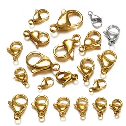 40pcs/20pcs No Fade Stainless Steel Gold Color Lobster Clasp Claw Clasps for Jewelry Making DIY Bracelet Necklace Connectors