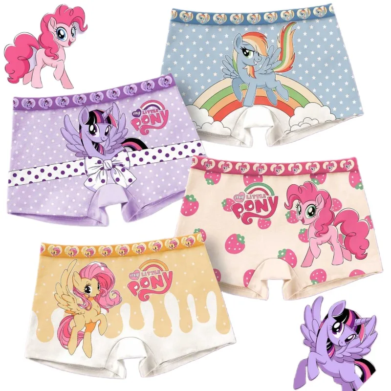 My Little Pony Twilight Sparkle Fluttershy Rainbow Dash Cartoon Cute Children\'s Underwear Kawaii Girls Breathable Boxer Briefs