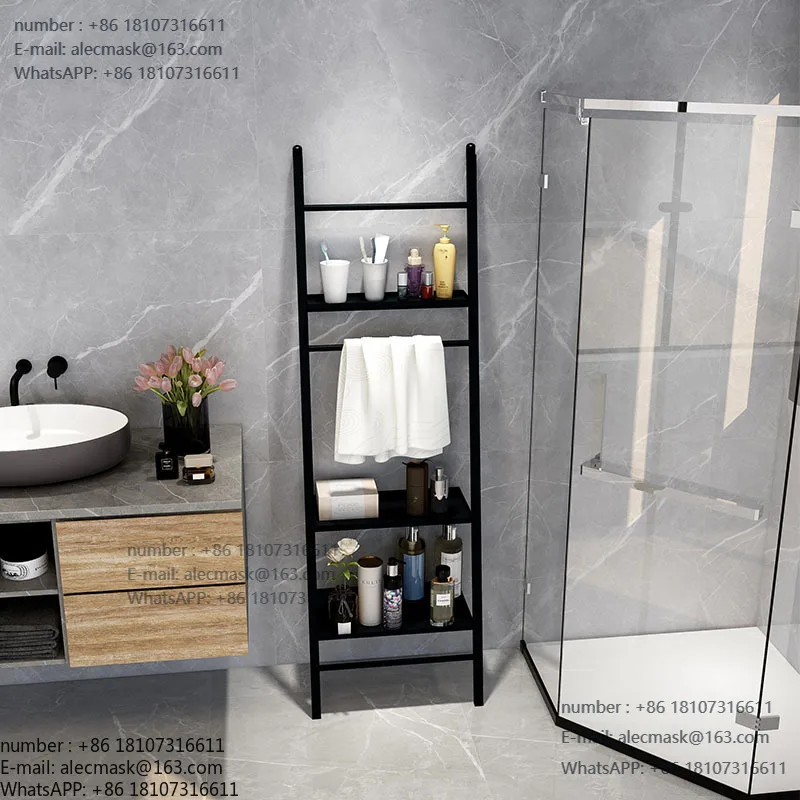 

Nordic bathroom floor towel rack non-punching multi-functional wall rack toilet multi-layer bath towel storage rack