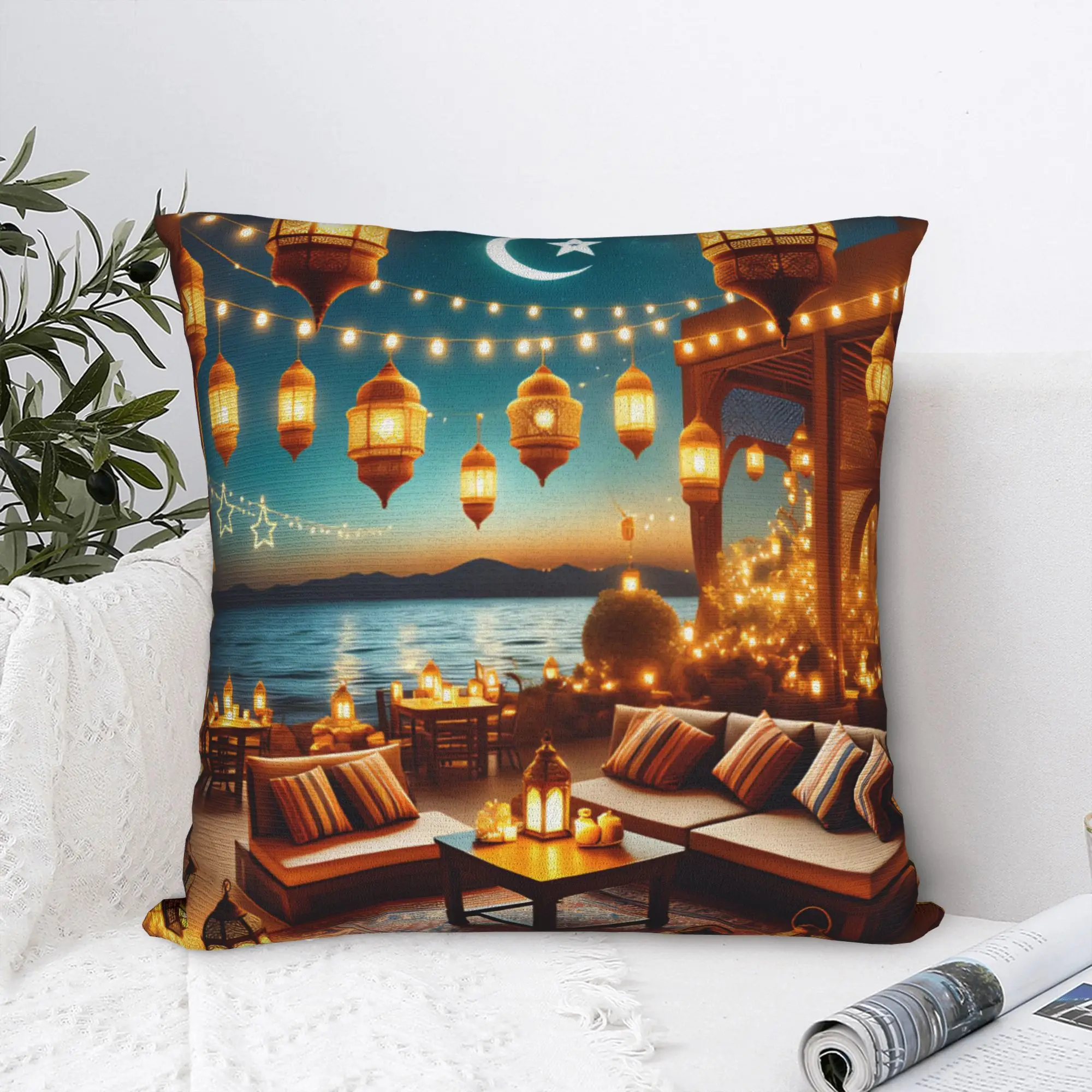 Ramadan Lantern Pillow Case  Soft Pillow Cover For Sofa Home Decor Fashion Cushion Cover