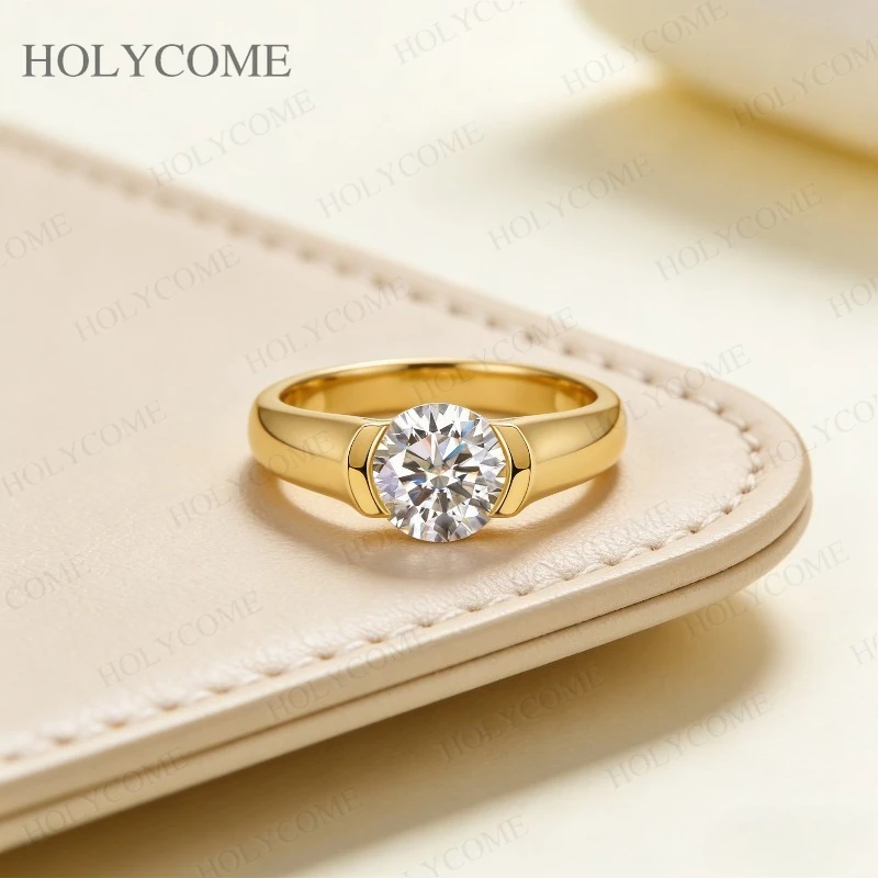 

2CT Moissanite Ring 925 Sterling Silver Round 8mm VVS1 D Color Fine Jewelry for Women Engagement Wedding Promise Band Gifts