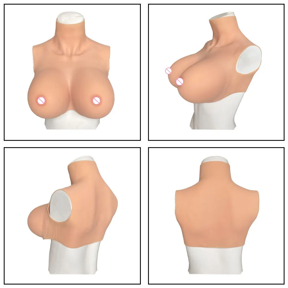 Silicone Breast Forms B/C/D/E/G Huge Fake Boobs Plate Bodysuit Shemale Drag Queen Crossdress Transvestite Cosplay Nipple Shake