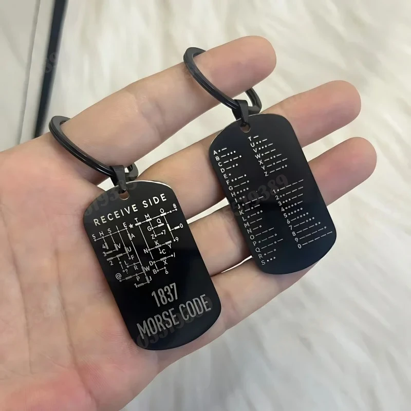 Stainless Steel Keychain Morse Code Calculation Convenient Gift Backpack Pendant