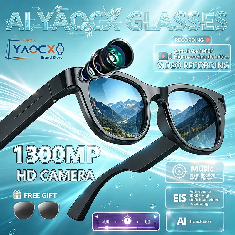 

AI Smart Glasses Intelligent Recognition Long Battery Life 1300W HD Camera Shooting Anti-shake Listening To Music Smart Glasses