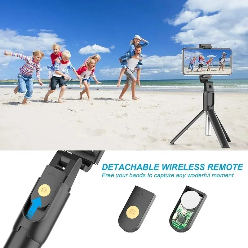 2024 New Foldable Wireless Bluetooth Selfie Stick Tripod with Bluetooth Shutter Stainless Steel Monopod All Phone for iPhone 15