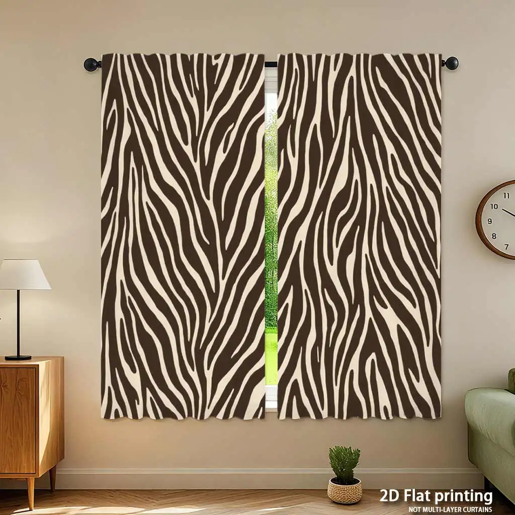 Modern Abstract Zebra Print Living Room Curtains Waterproof Drapes Stylish Vertical Stripe Window Curtains for Home Decor