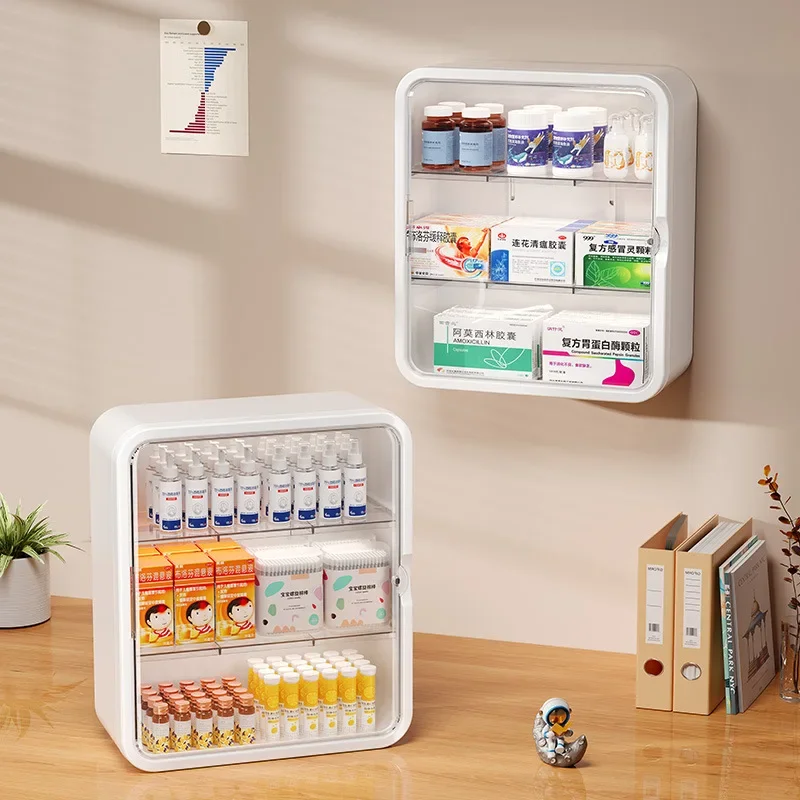 Wall Hanging No Punching Family Installation Standing Medical Cabinet Drug Toy Storage Rack Multi-Layer Storage Box