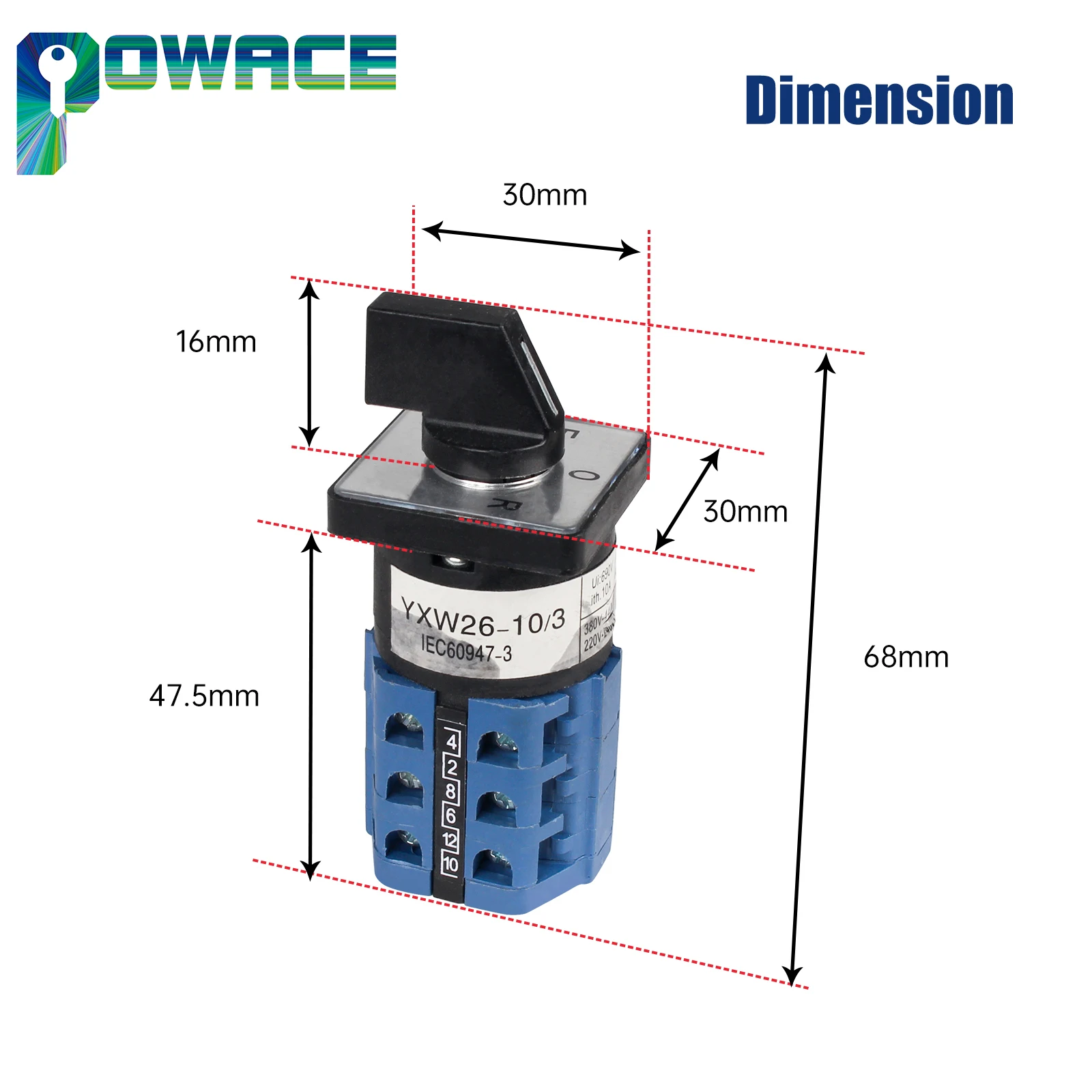 Mini Part Motor Forward Off Reverse Switching YXW26-10/3 Rotary Cam Switches Lathe Accessories