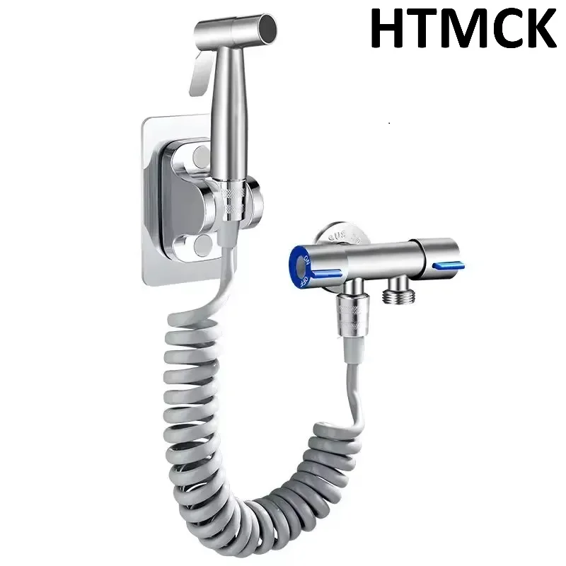 HTMCK Stainless Steel Handheld Bidet Sprayer Set, Self‑Cleaning Toilet Spray Gun Shower Nozzle for Personal Hygiene